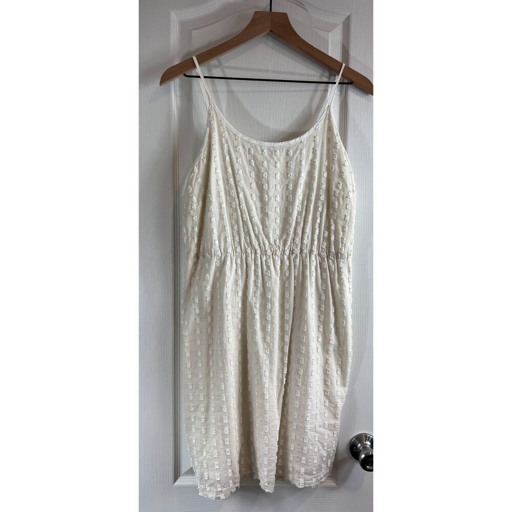 Merona Women's Cream White Textured Adjustable Spaghetti Strap Dress Size L